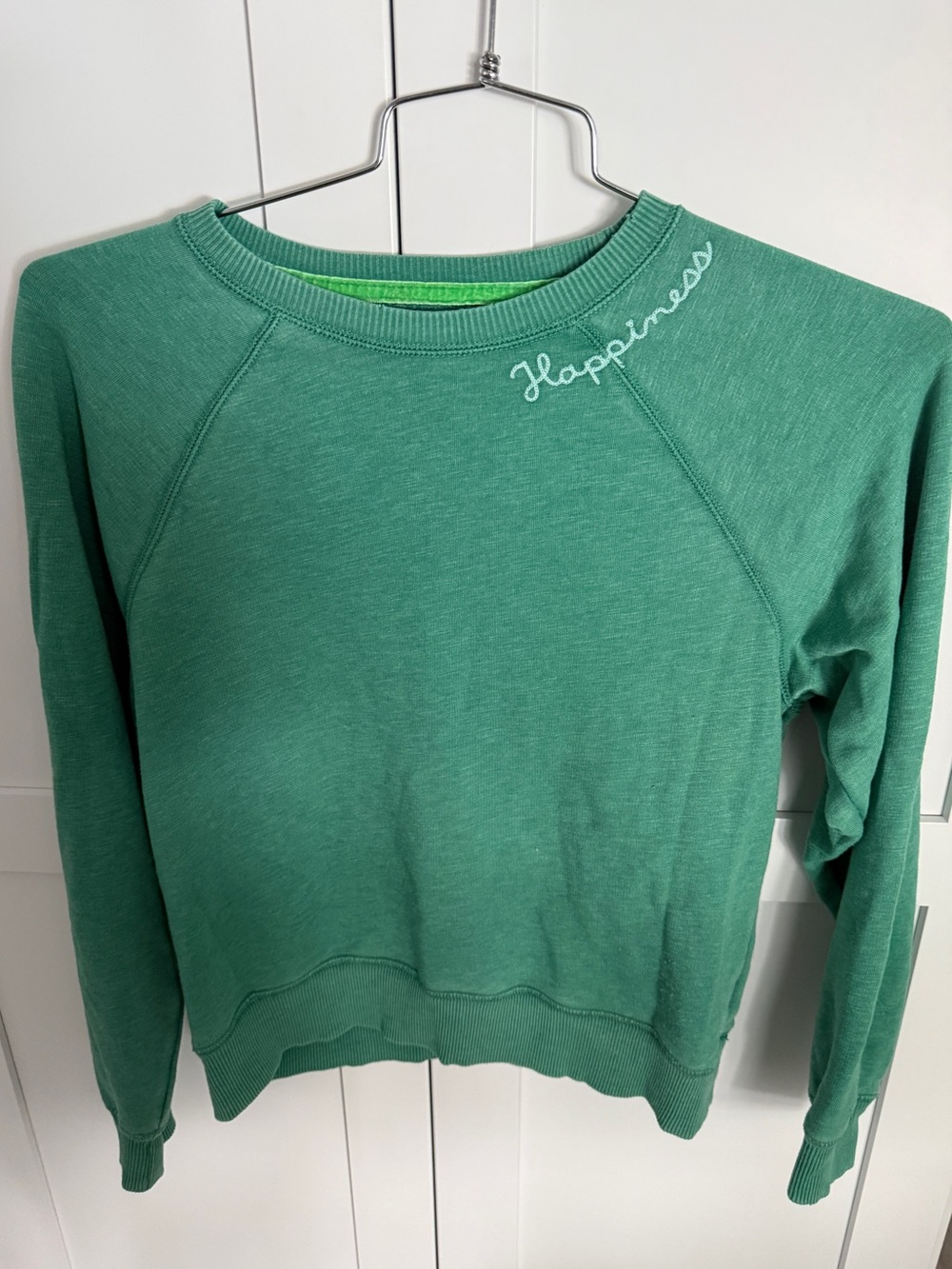 American Eagle Outfitters Green 'Happiness' Crewneck Sweater size small
